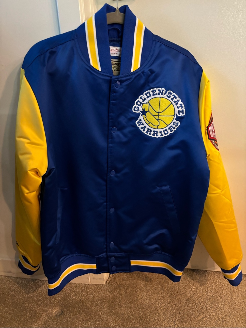NBA Golden State Warriors Blue and Yellow Varsity Jacket